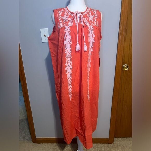🆕 Simply Southern Cherry red embroidered tassel dress size S‎ BIN O - Picture 1 of 8